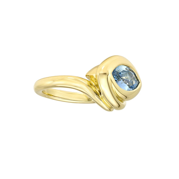 14k Enigma Angel Eye Marquise Aquamarine Ring by Logan Hollowell Jewelry