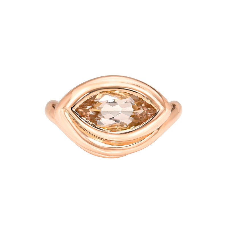 Enigma Eye Marquise Pink Morganite Ring Rose Gold 3 by Logan Hollowell Jewelry