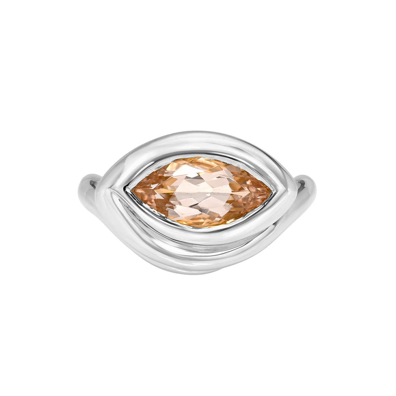Enigma Eye Marquise Pink Morganite Ring White Gold 3 by Logan Hollowell Jewelry