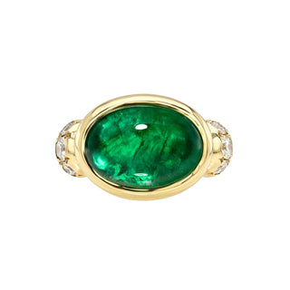 Emerald Cabochon Ring Yellow Gold 5.5 by Logan Hollowell Jewelry