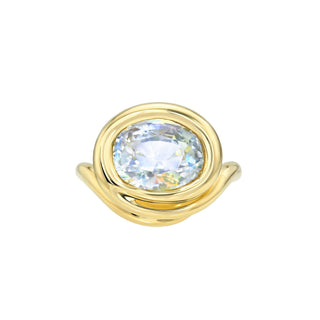 Enigma Moonstone Wave Ring Yellow Gold 6 by Logan Hollowell Jewelry