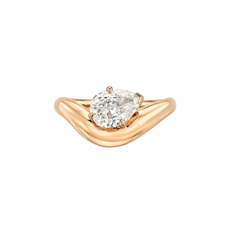 Enigma Floating Petite Pear Diamond Ring Rose Gold 3 by Logan Hollowell Jewelry