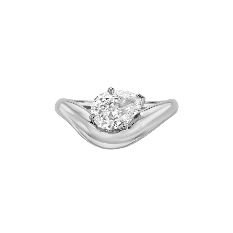 Enigma Floating Petite Pear Diamond Ring White Gold 3 by Logan Hollowell Jewelry