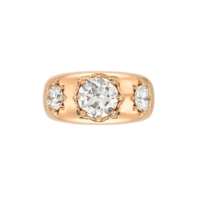 The Gypsy Three Stone Ring Rose Gold 3 by Logan Hollowell Jewelry