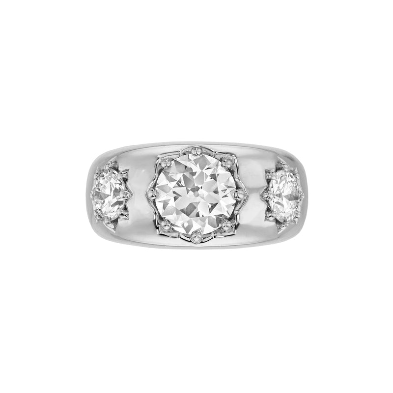 The Gypsy Three Stone Ring White Gold 3 by Logan Hollowell Jewelry