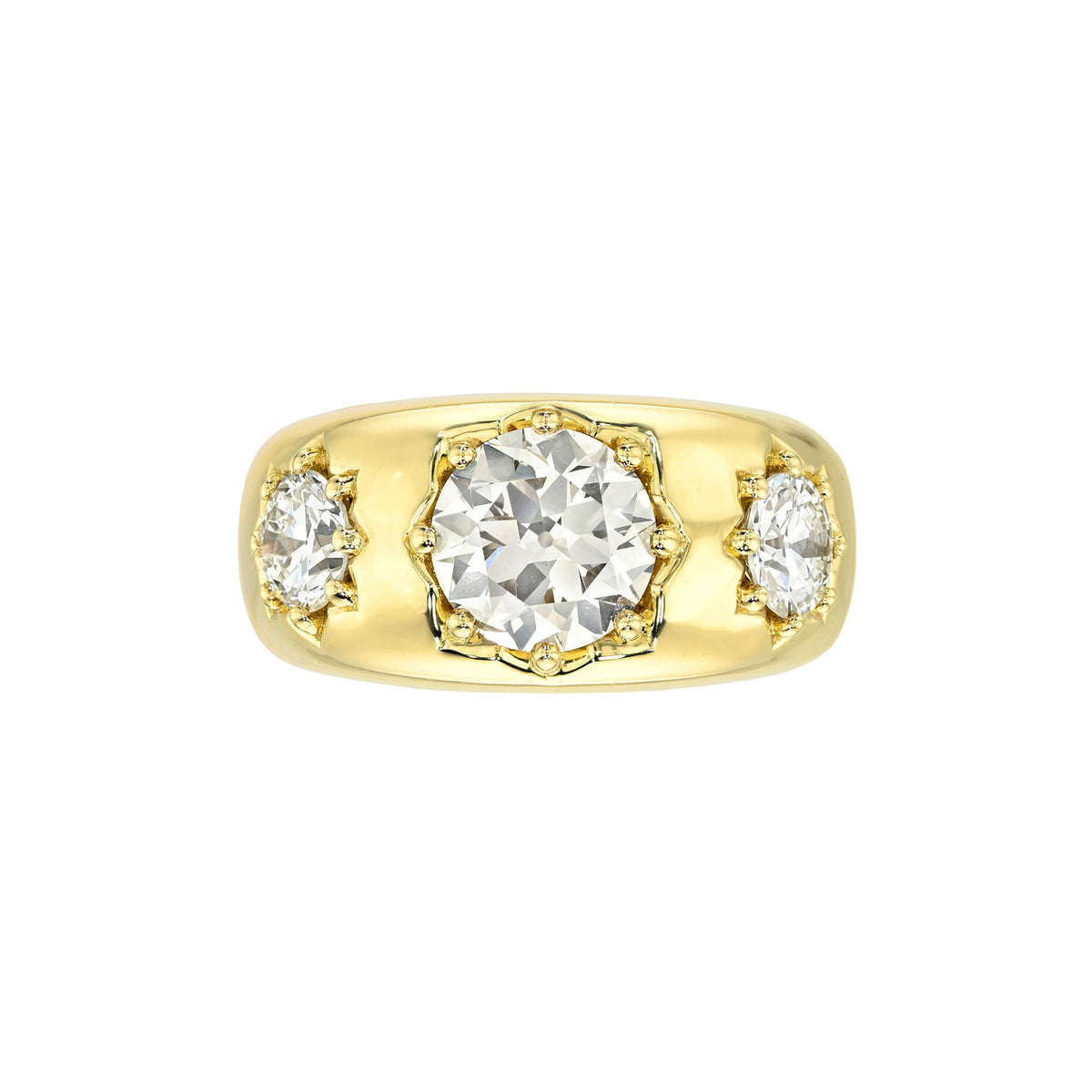 The Gypsy Three Stone Ring Yellow Gold 3 by Logan Hollowell Jewelry