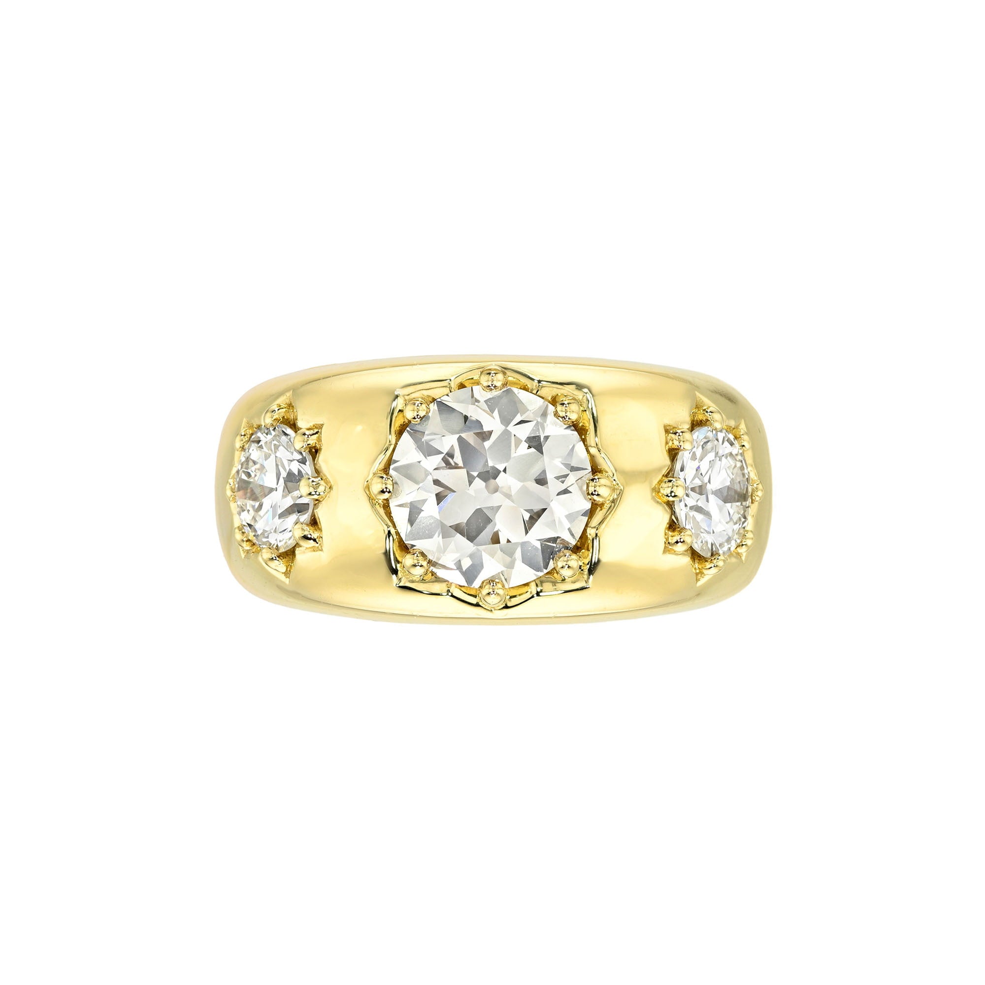 The Gypsy Three Stone Ring Yellow Gold 3 by Logan Hollowell Jewelry