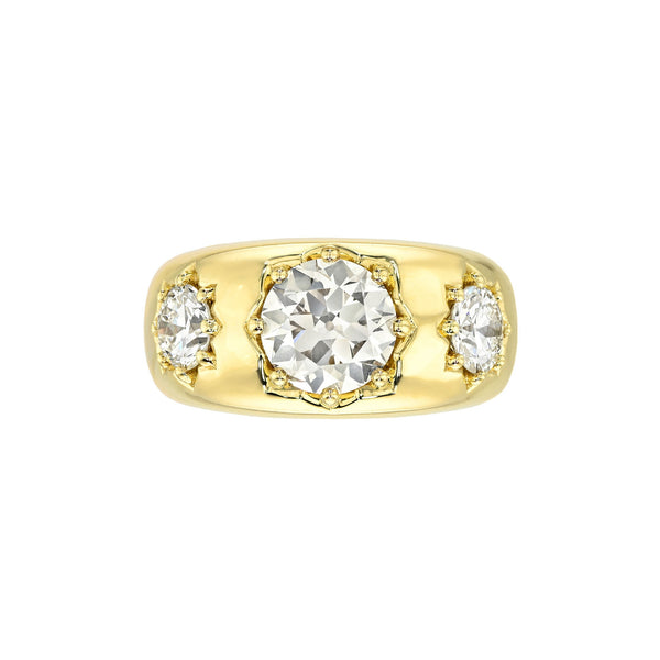 The Gypsy Three Stone Ring Yellow Gold 3 by Logan Hollowell Jewelry