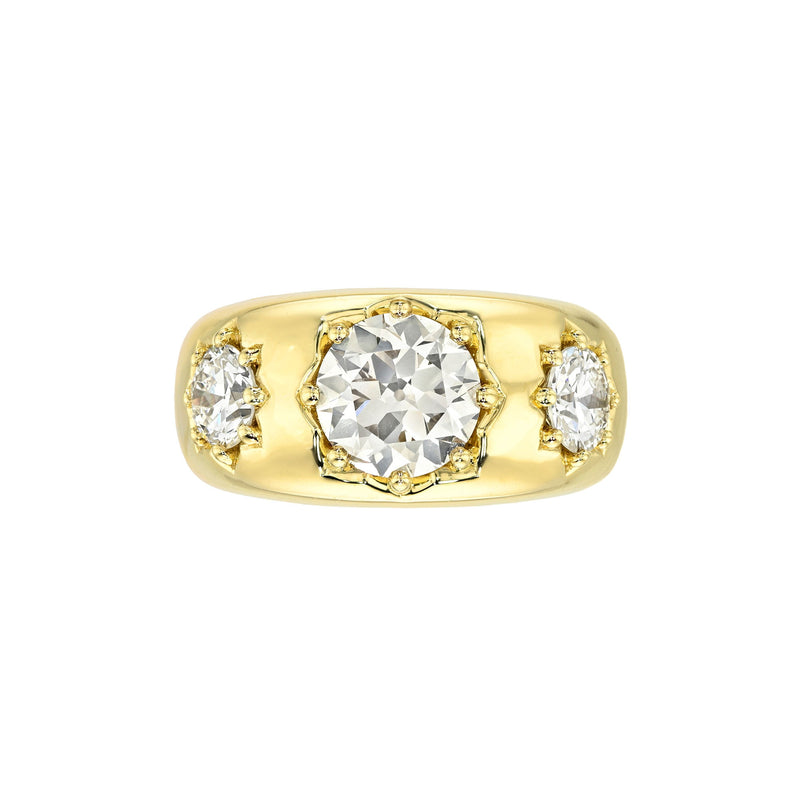 The Gypsy Three Stone Ring Yellow Gold 3 by Logan Hollowell Jewelry