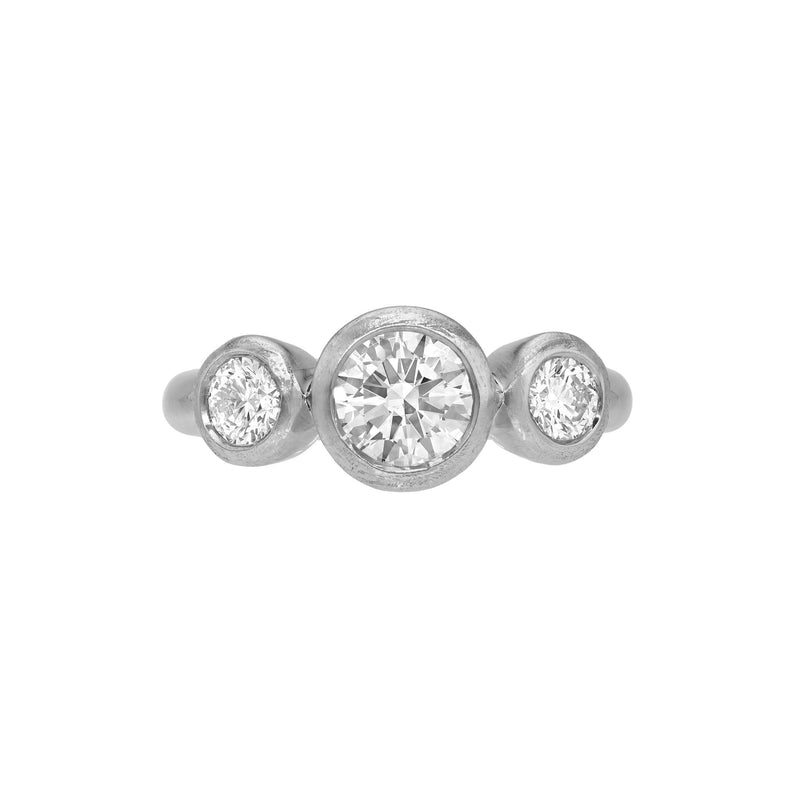 Diamond Bubble Trinity Ring White Gold 14K 3 by Logan Hollowell Jewelry