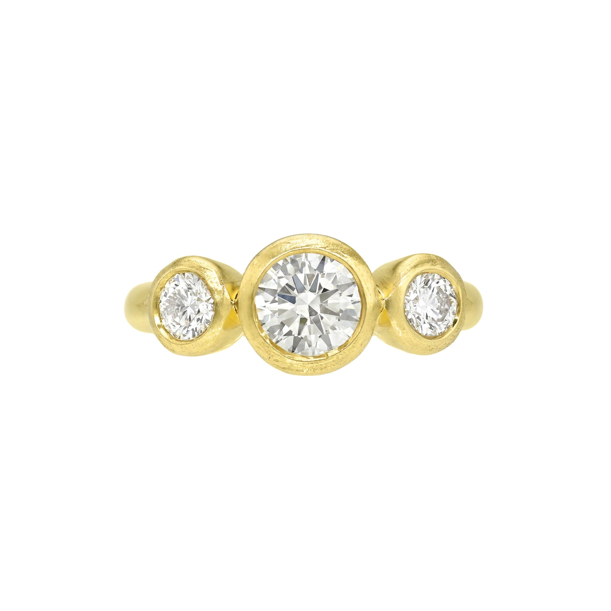 Diamond Bubble Trinity Ring Yellow Gold 14K 3 by Logan Hollowell Jewelry