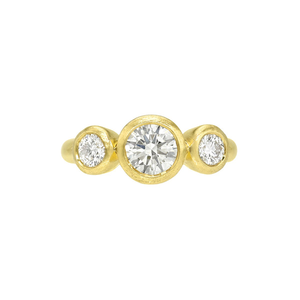 Diamond Bubble Trinity Ring Yellow Gold 14K 3 by Logan Hollowell Jewelry