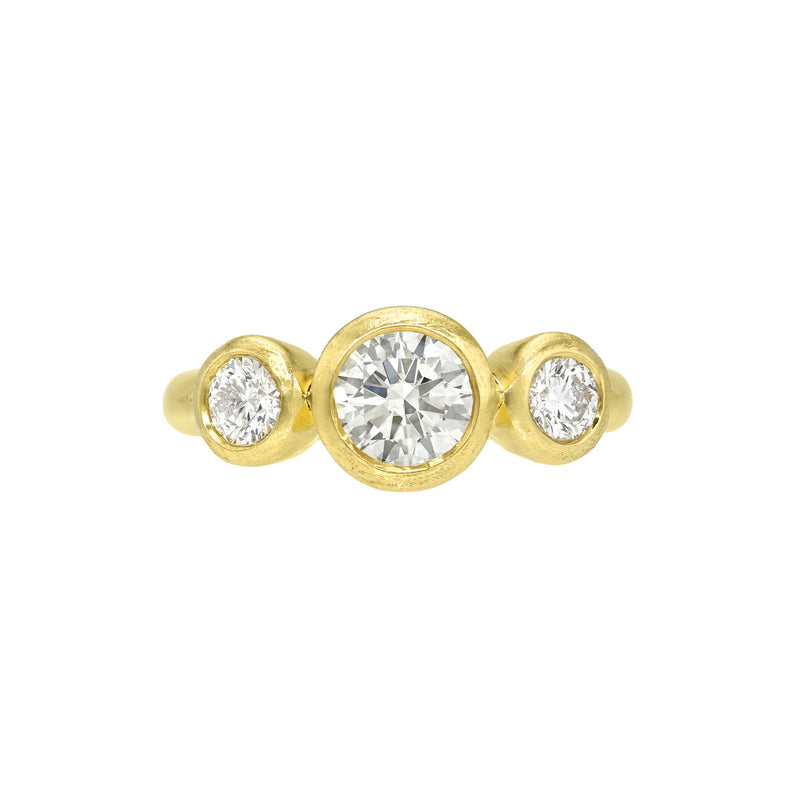 Diamond Bubble Trinity Ring Yellow Gold 14K 3 by Logan Hollowell Jewelry
