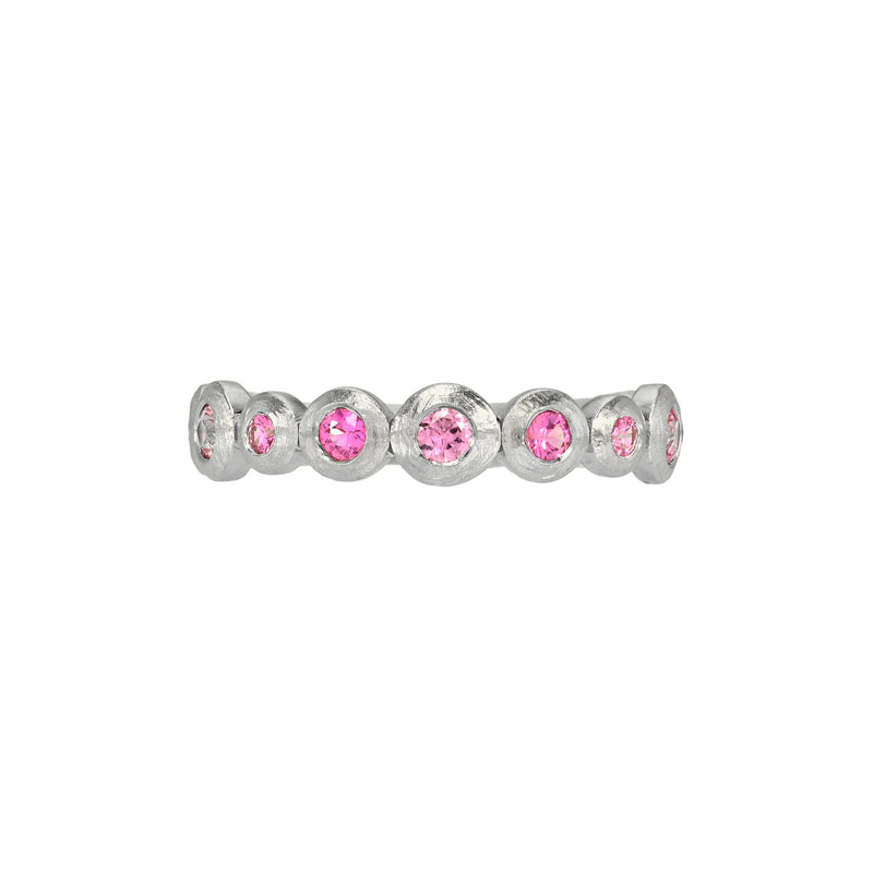 Petite Pink Sapphire Bubble Ring White Gold 14K 3 by Logan Hollowell Jewelry