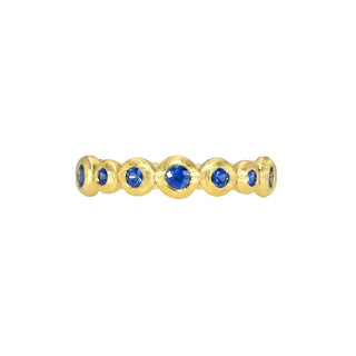 Petite Blue Sapphire Bubble Ring Yellow Gold 14K 3 by Logan Hollowell Jewelry