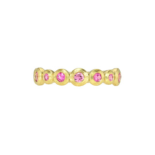 Petite Pink Sapphire Bubble Ring Yellow Gold 14K 3 by Logan Hollowell Jewelry