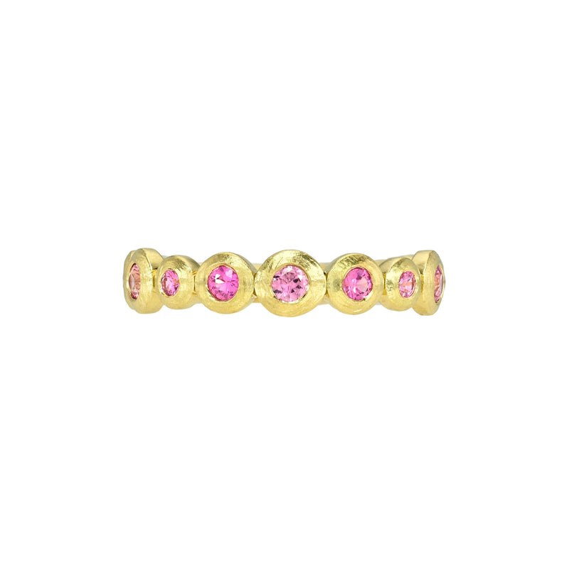 Petite Pink Sapphire Bubble Ring Yellow Gold 14K 3 by Logan Hollowell Jewelry