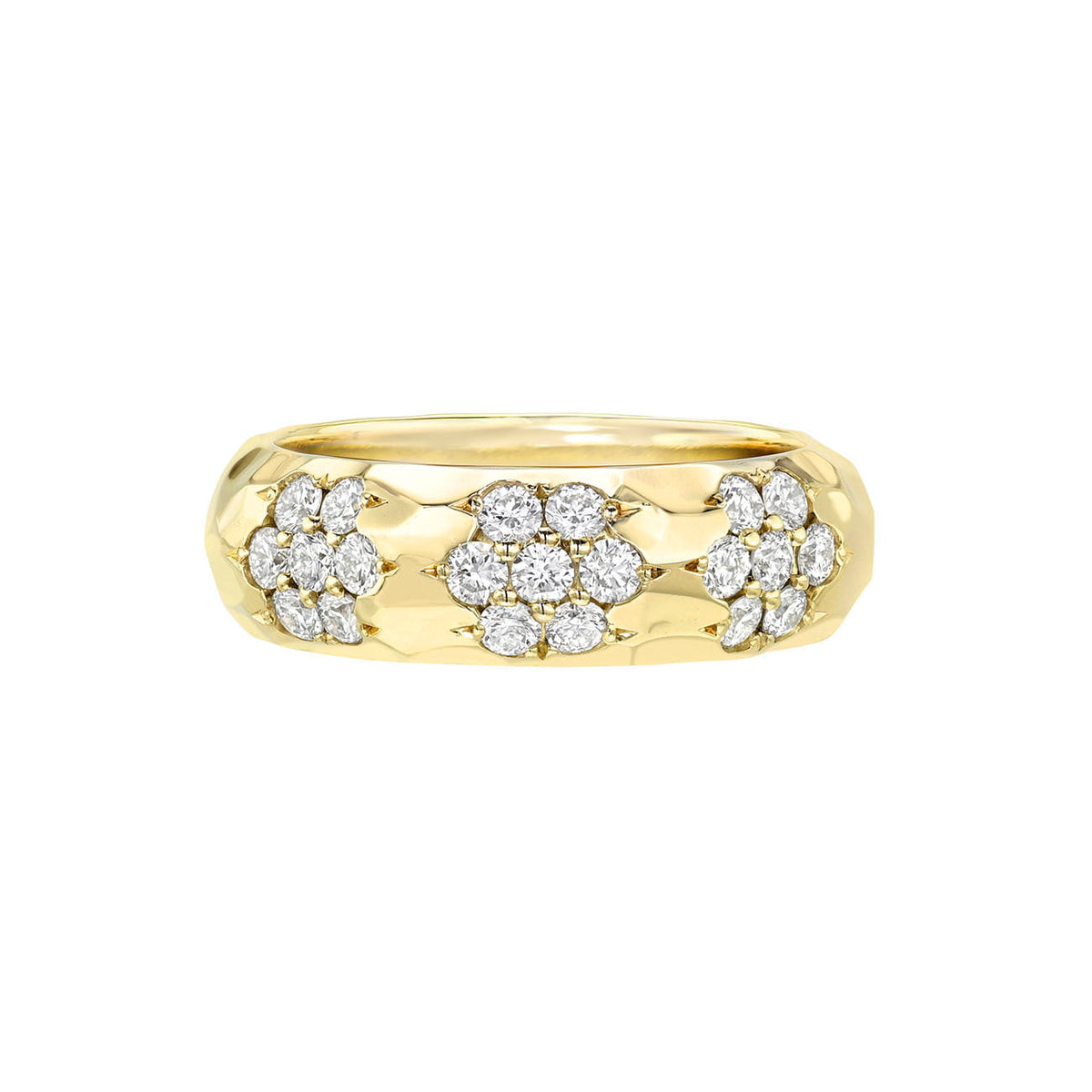 Sevenfold Diamond Cluster Band Yellow Gold 3 by Logan Hollowell Jewelry