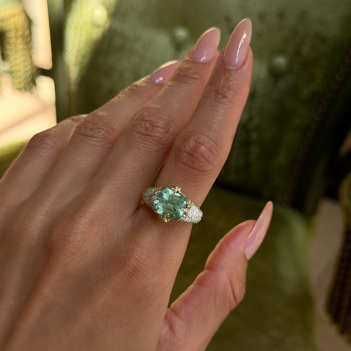 Queen 2.0 Pavé Paraiba Ring by Logan Hollowell Jewelry