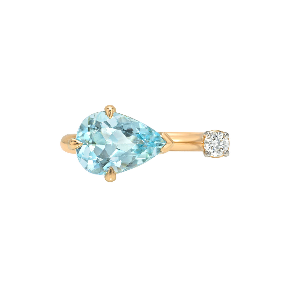 Marine Aquamarine and Diamond Nexus Ring Petite Rose Gold 3 by Logan Hollowell Jewelry