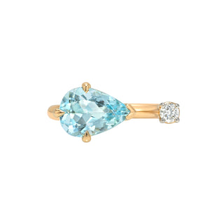 Marine Aquamarine and Diamond Nexus Ring Petite Rose Gold 3 by Logan Hollowell Jewelry