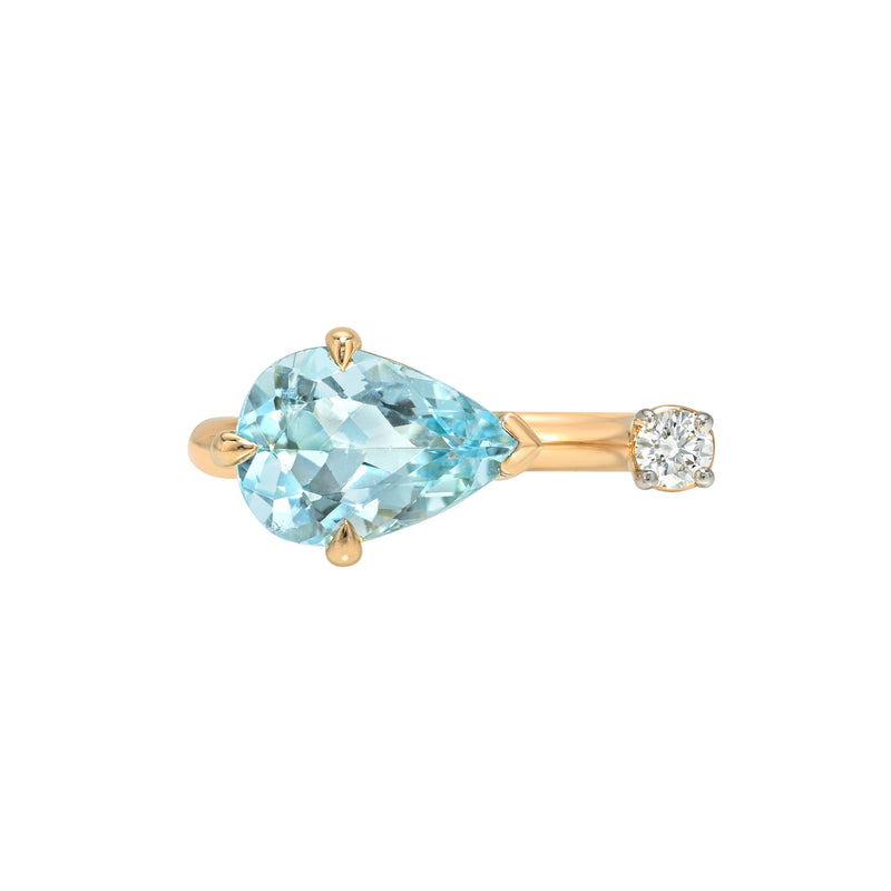 Cloud Aquamarine and Diamond Nexus Ring Rose Gold 3 by Logan Hollowell Jewelry