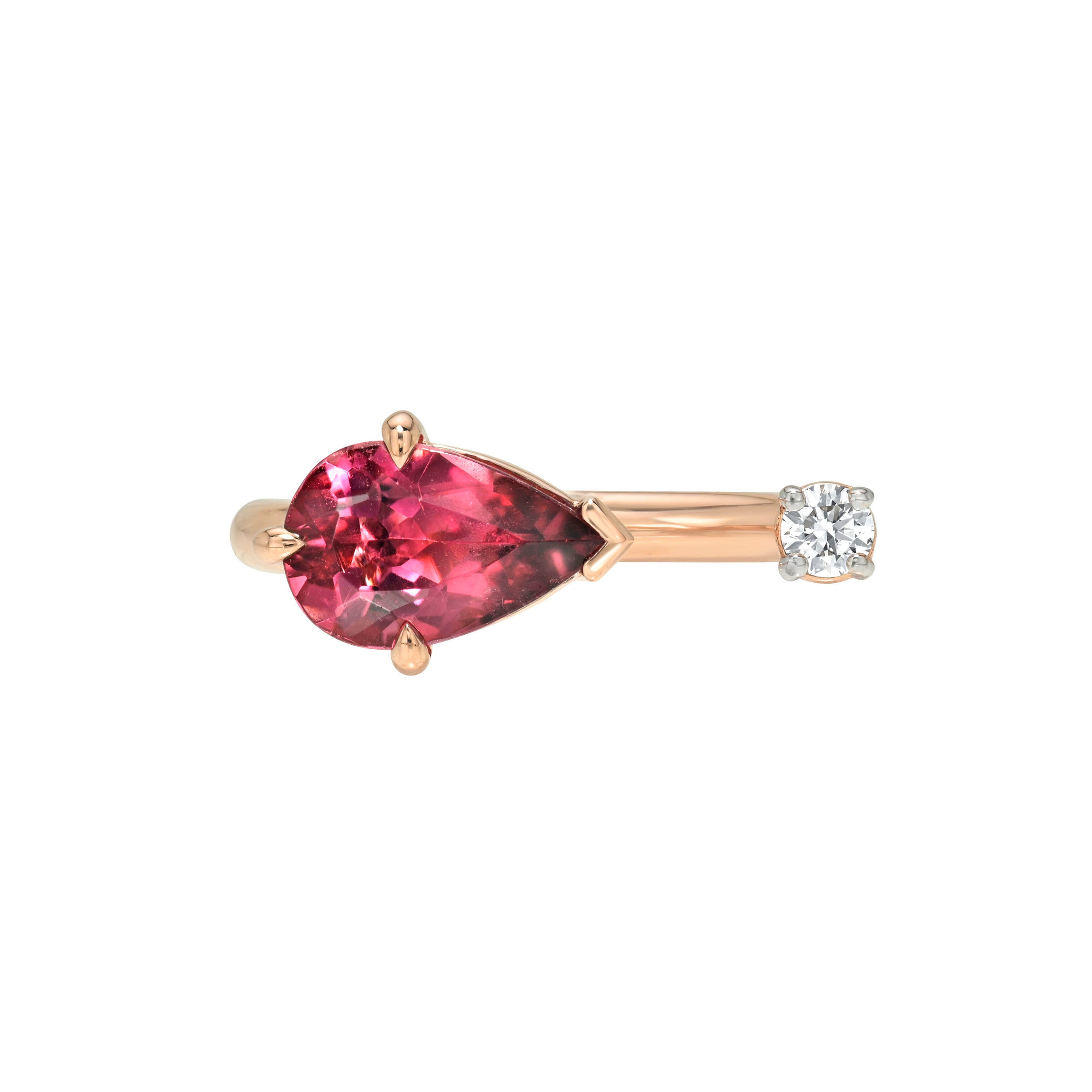 Rose Rubellite and Diamond Nexus Ring Rose Gold 5 by Logan Hollowell Jewelry