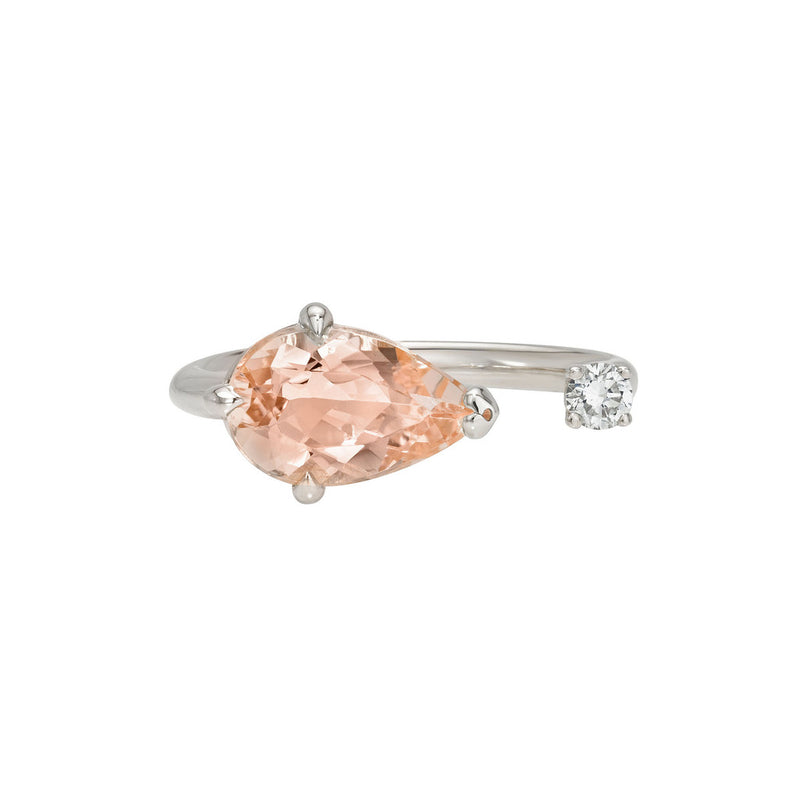 Blossom Morganite and Diamond Nexus Ring Petite White Gold 3 by Logan Hollowell Jewelry
