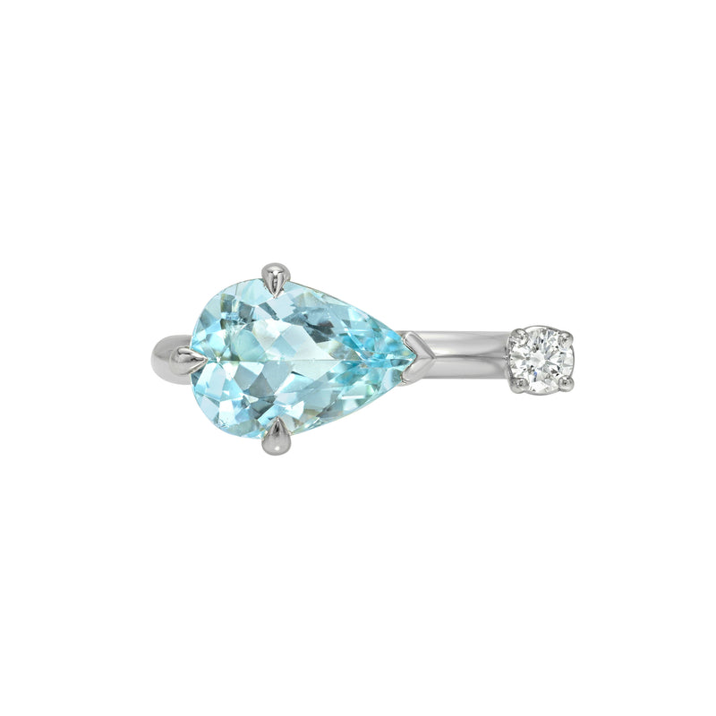 Cloud Aquamarine and Diamond Nexus Ring White Gold 3 by Logan Hollowell Jewelry