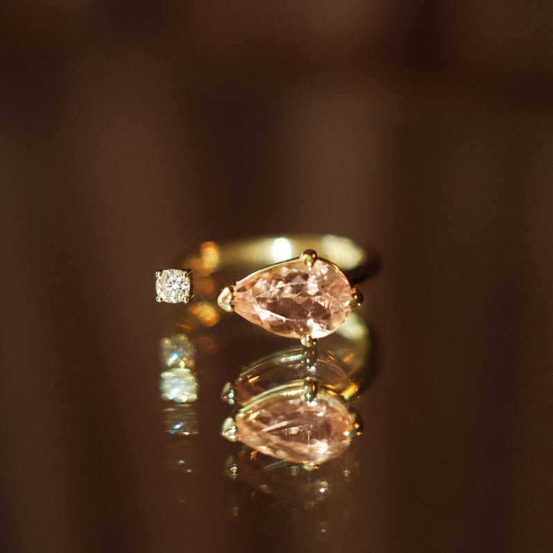 Blossom Morganite and Diamond Nexus Ring by Logan Hollowell Jewelry
