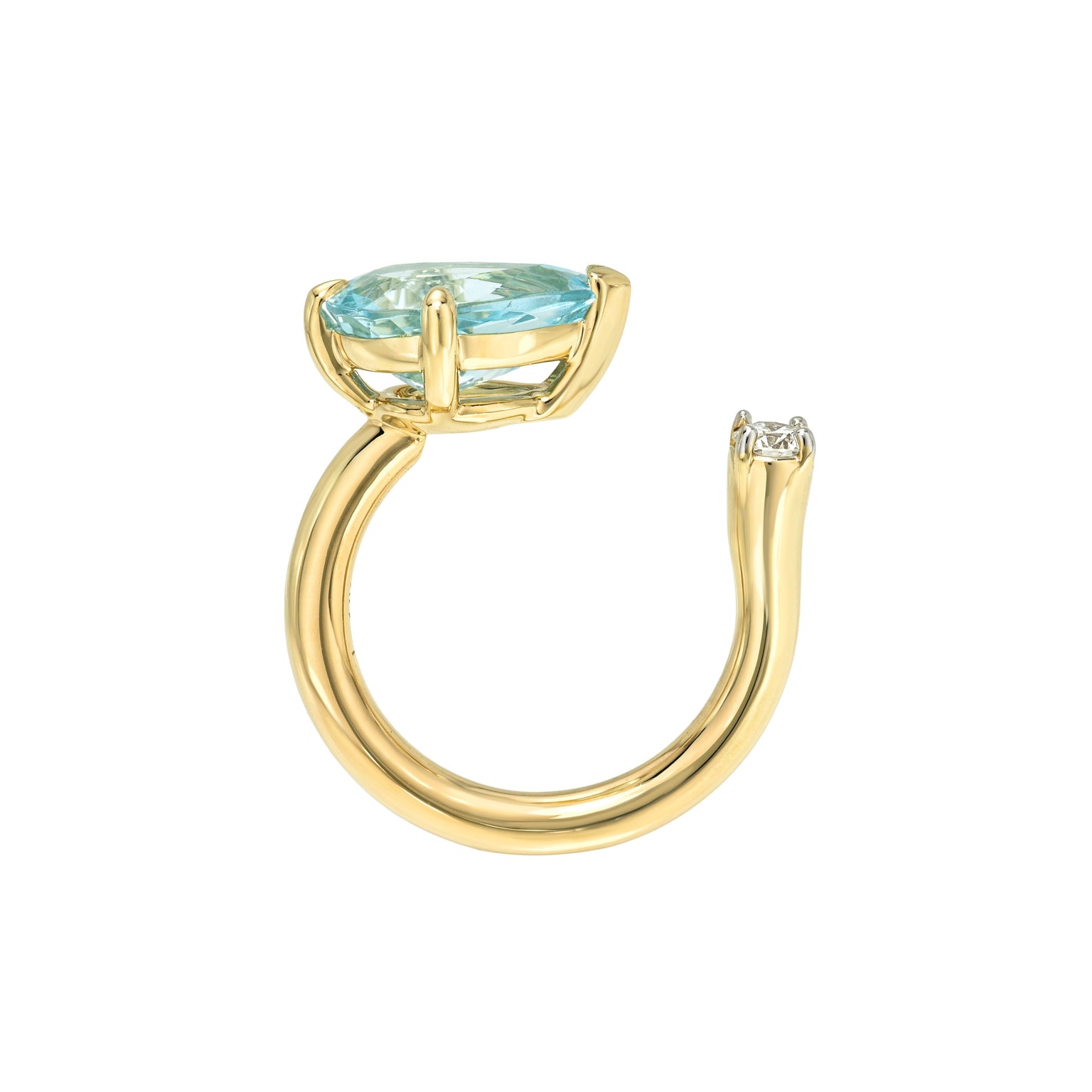 Cloud Aquamarine and Diamond Nexus Ring by Logan Hollowell Jewelry
