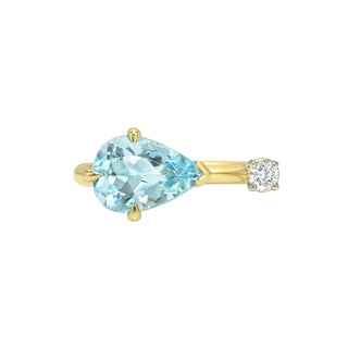 Cloud Aquamarine and Diamond Nexus Ring Yellow Gold 3 by Logan Hollowell Jewelry