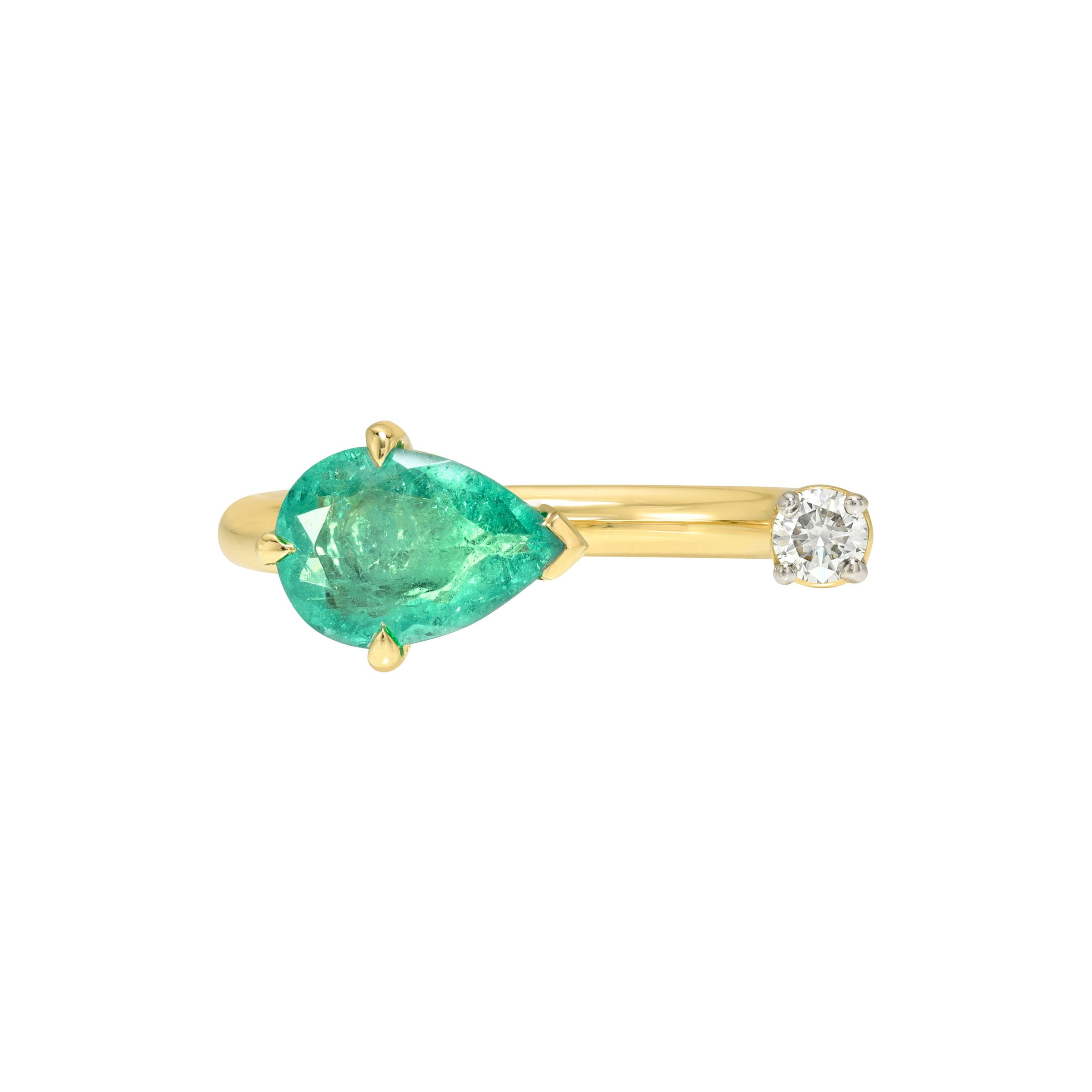 Oasis Emerald and Diamond Nexus Ring Yellow Gold 3 by Logan Hollowell Jewelry
