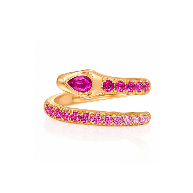 Kundalini Single Row Pink Sapphire Ombré Snake Coil Ring