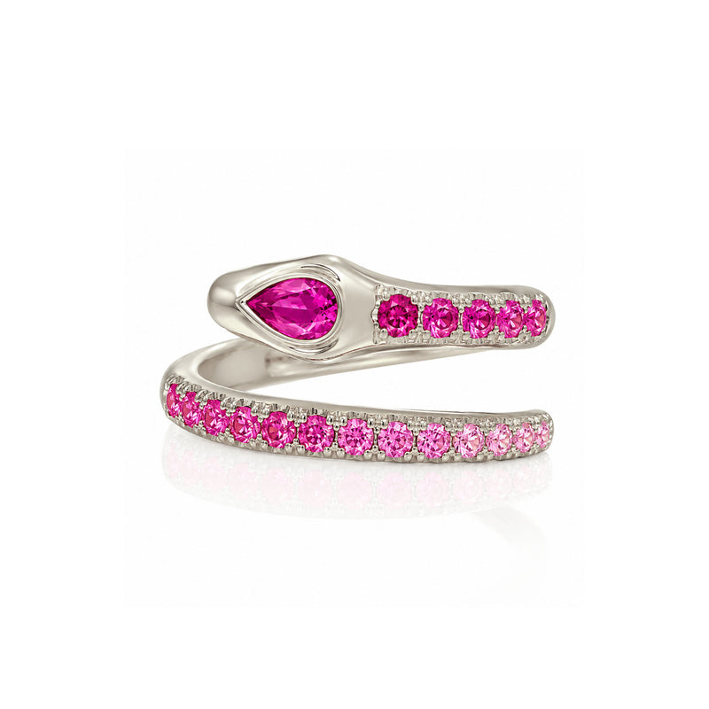 Kundalini Single Row Pink Sapphire Ombré Snake Coil Ring