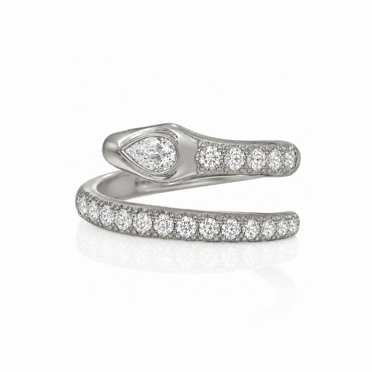 Kundalini Diamond Coil Ring White Gold 2 by Logan Hollowell Jewelry