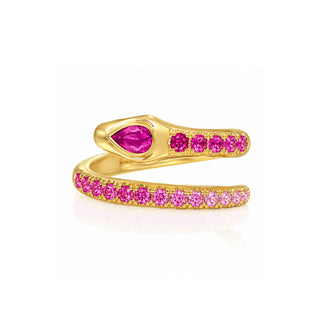 Kundalini Single Row Pink Sapphire Ombré Snake Coil Ring