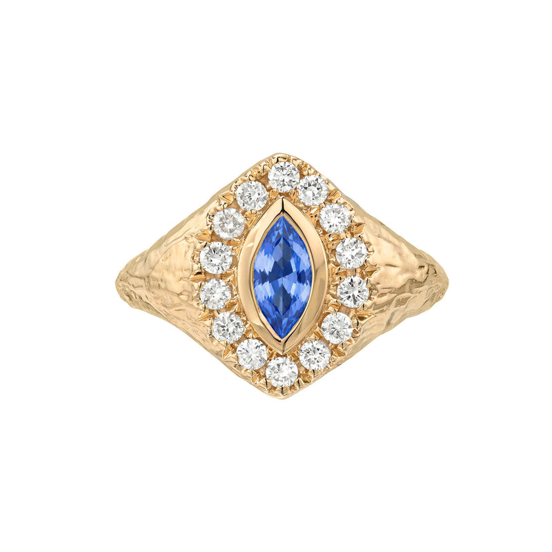 Midnight Queen Signet Blue Sapphire Ring