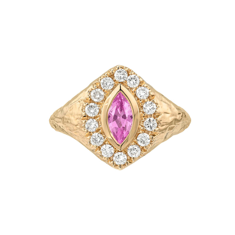 Petal Queen Signet Pink Sapphire Ring