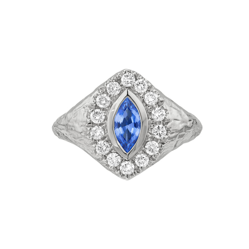 Midnight Queen Signet Blue Sapphire Ring