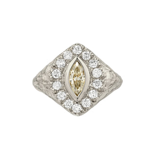 Desert Queen Signet Champagne Ring White Gold 3 by Logan Hollowell Jewelry