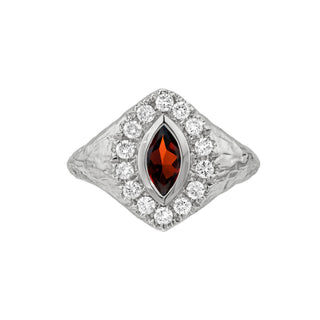 Passion Queen Signet Garnet Ring White Gold 2 by Logan Hollowell Jewelry