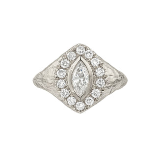 Cloud Queen Signet Diamond Ring White Gold 3 by Logan Hollowell Jewelry