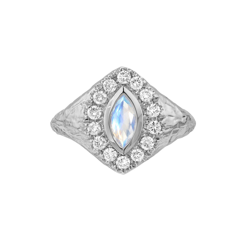 Moonlit Queen Signet Moonstone Ring