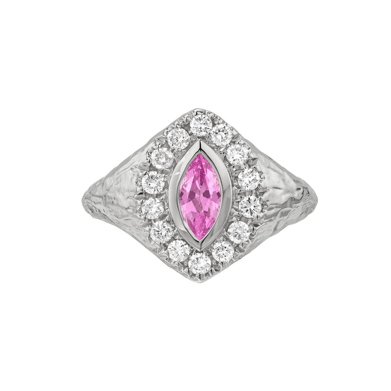 Petal Queen Signet Pink Sapphire Ring