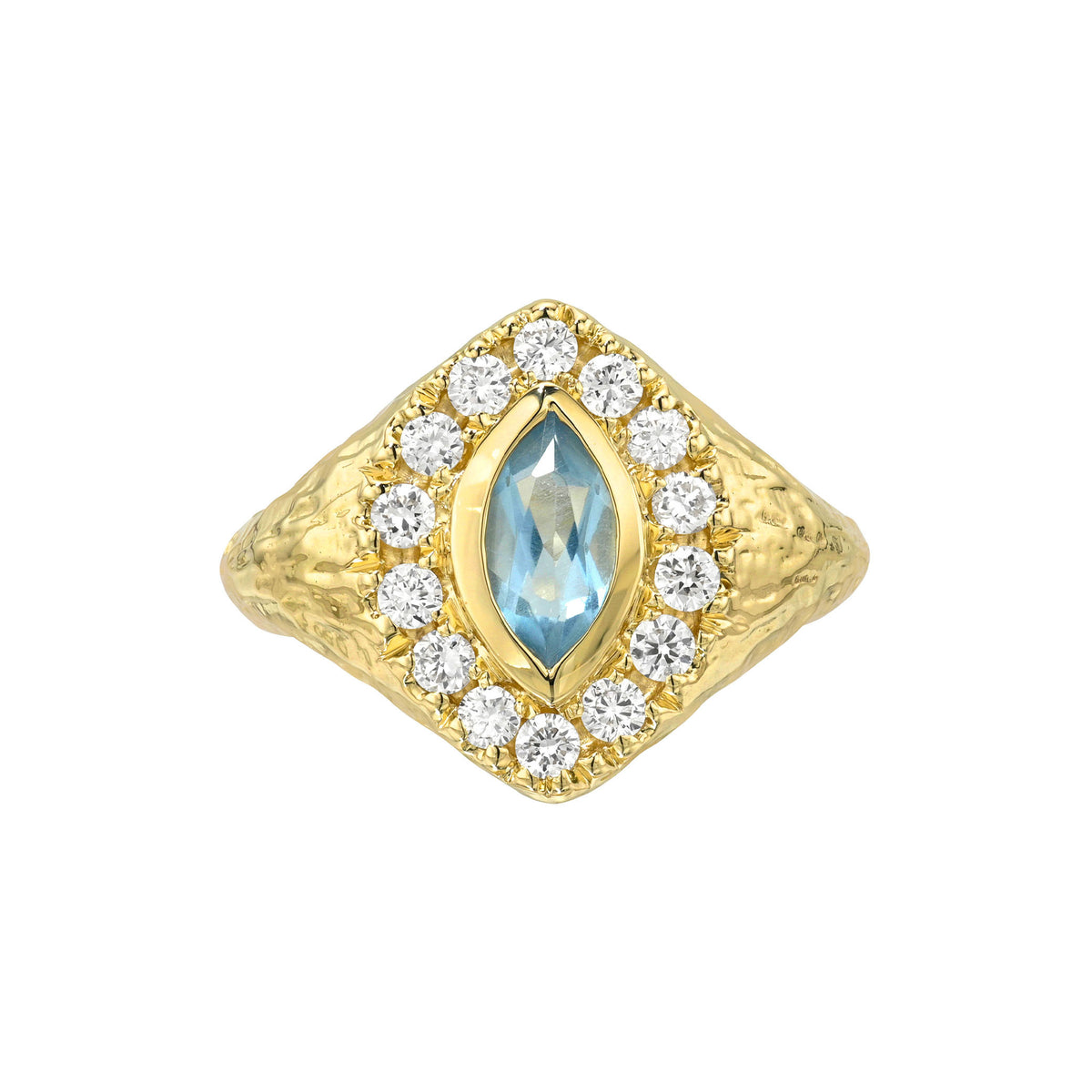 Seafoam Queen Signet Aquamarine Ring Yellow Gold 3 by Logan Hollowell Jewelry