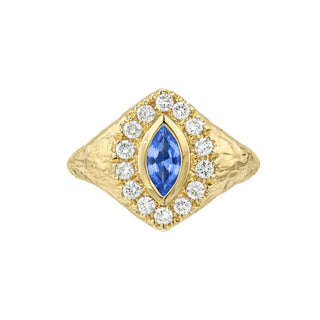 Midnight Queen Signet Blue Sapphire Ring