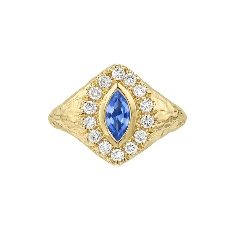 Midnight Queen Signet Blue Sapphire Ring