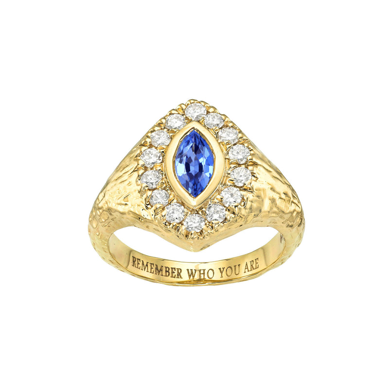 Midnight Queen Signet Blue Sapphire Ring