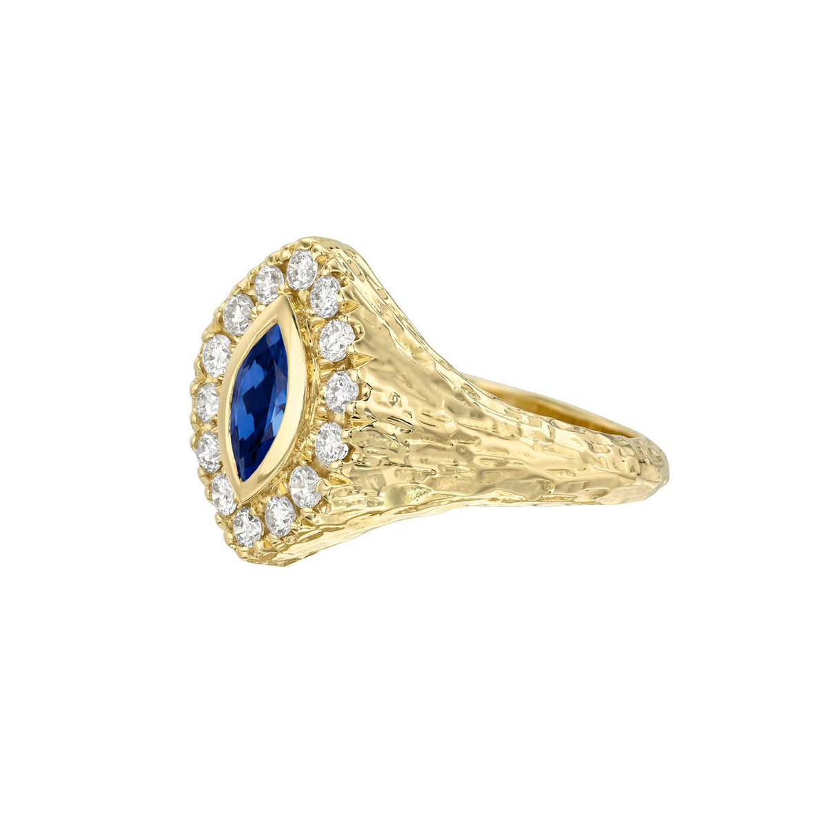 Midnight Queen Signet Blue Sapphire Ring by Logan Hollowell Jewelry